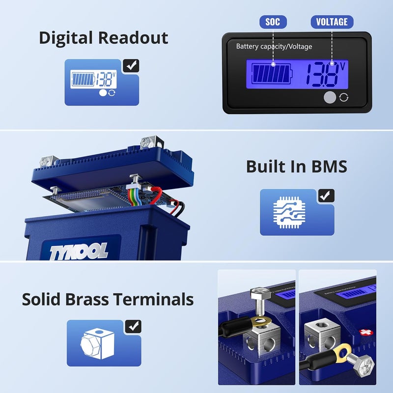 TYKOOL YT12B-BS, 3X Cranking Amps,Lithium LiFePO4 Motorcycle Battery, 12V 6Ah, 360CCA,Powersports Battery, Compatible for Ducati,Kawasaki 1000cc,Triumph 865cc,Yamaha 600cc,1000cc - Image 4